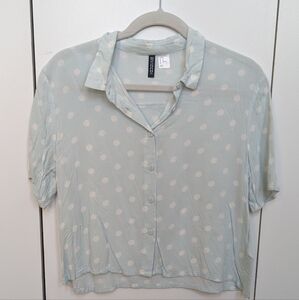 H&M Divided Light Blue Polka Dot Blouse
